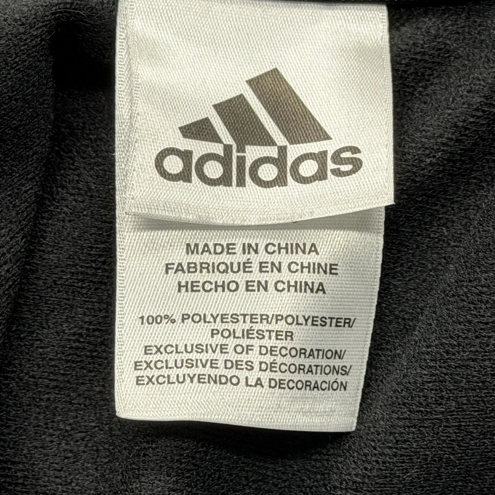 Adidas Jacket Youth Large 14-16 Black 3 Stripe Track Full‎ Zip Athletic Logo